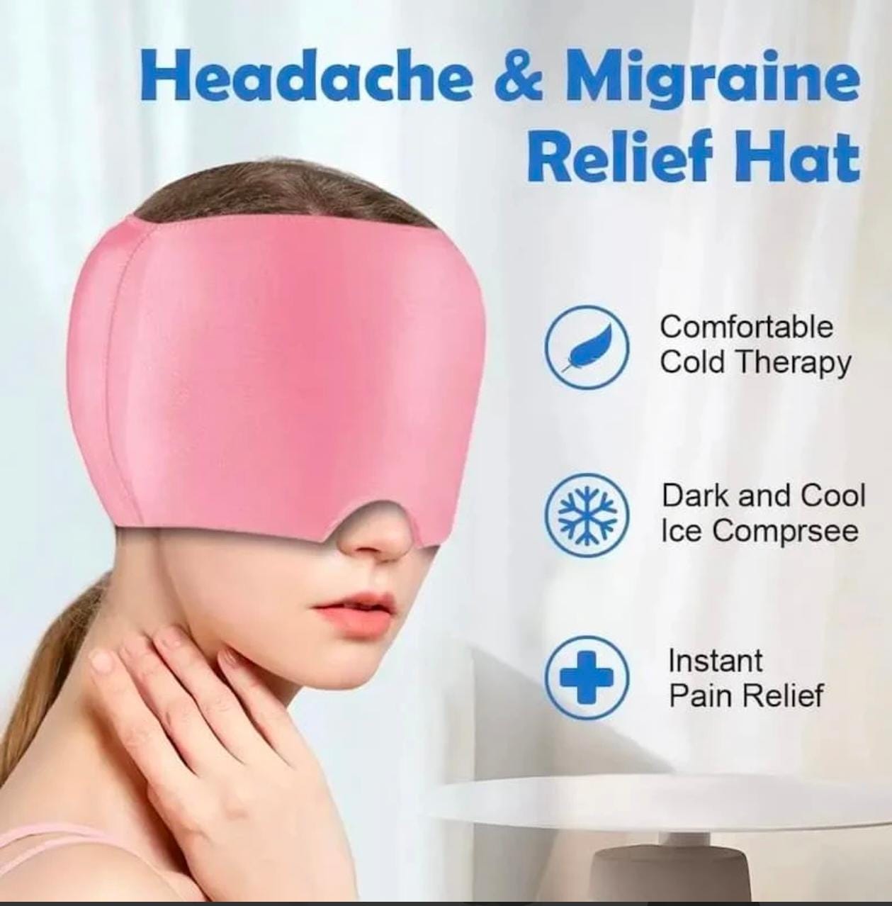 Instant Headache Relief Cap | Cooling Gel Migraine Relief Hat | Hot & Cold Therapy for Head Comfort