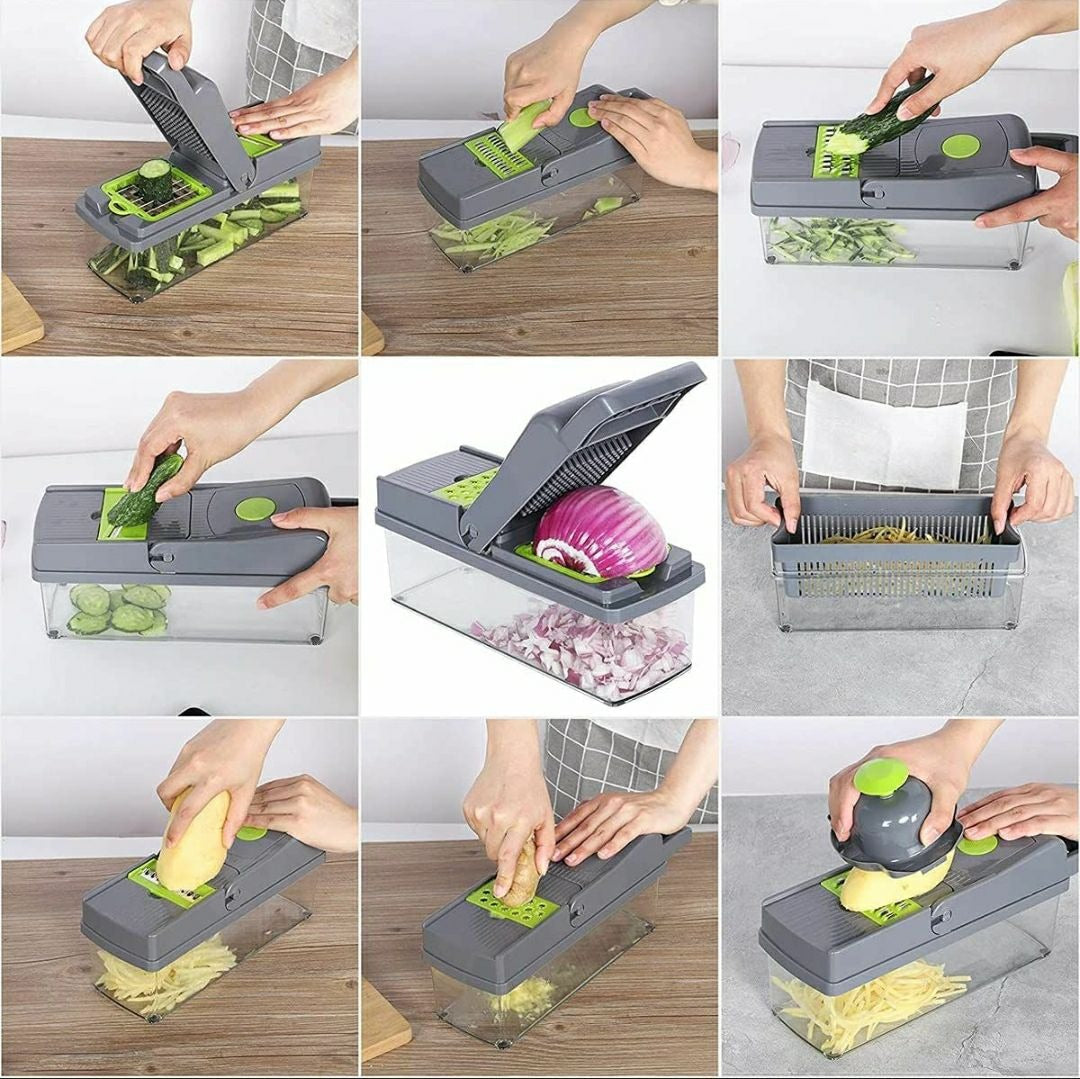 16-in-1 Vegetable Chopper – Manual Food Slicer, Dicer & Grater